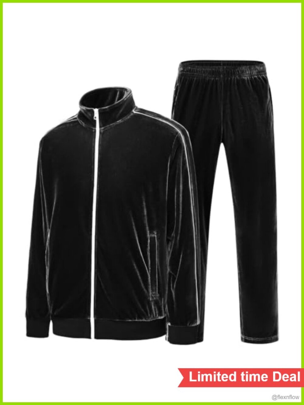 Mens Velour Tracksuit Set Track Jacket Pants Sweatsuit Activewear